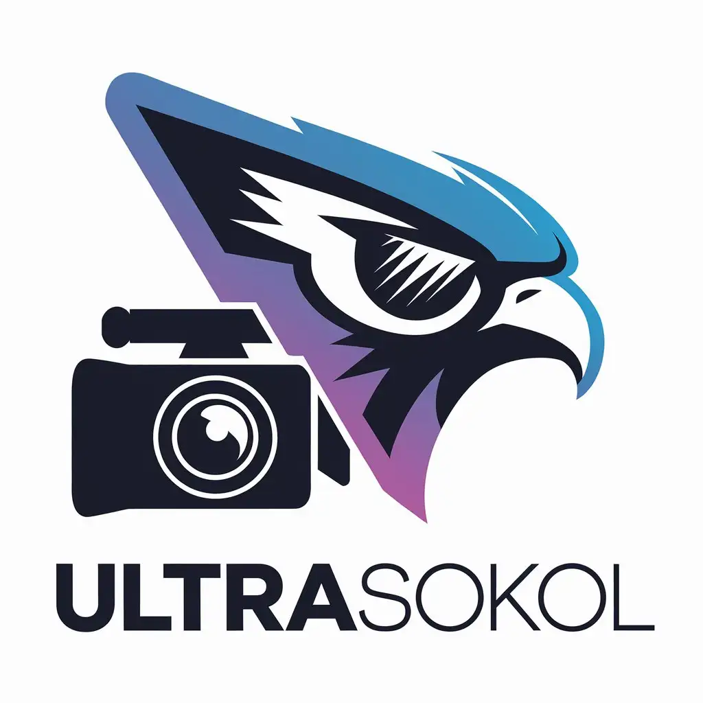 LOGO-Design-for-ULTRASOKOL-Falcon-Eye-in-Ultraviolet-Gradient-with-Video-Camera