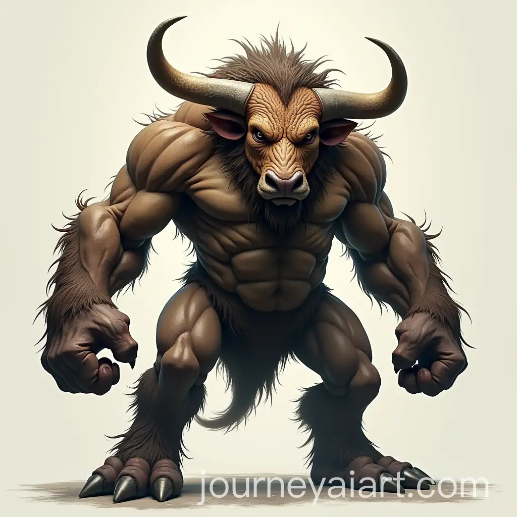 Mutant-Monster-with-Bull-Horns-and-Hooves-Standing-on-Two-Legs