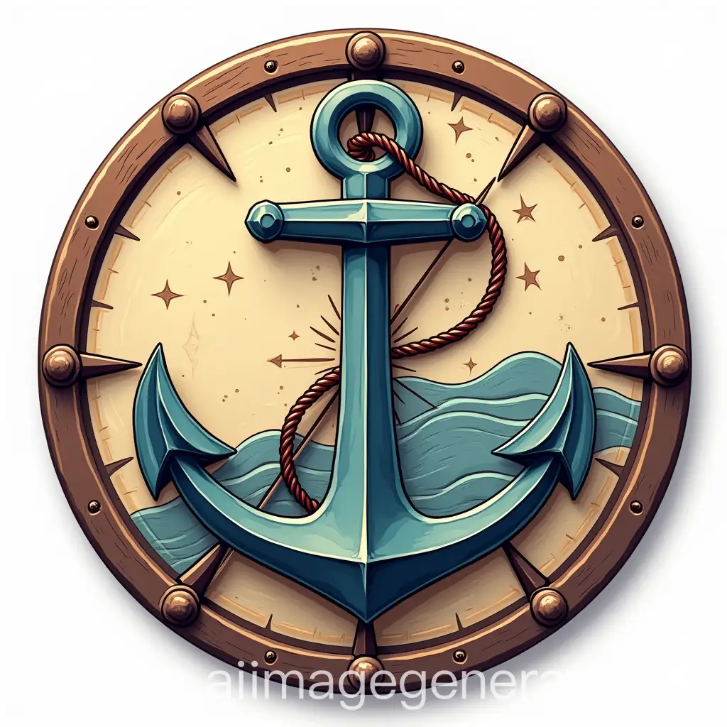 MorningThemed-Round-Badge-with-Anchor-and-Compass-Design