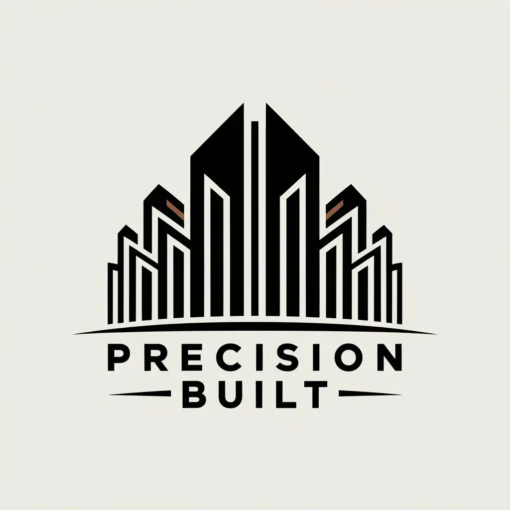 LOGO Design for Precision Built Sleek Black and White with Brown Timber Accents