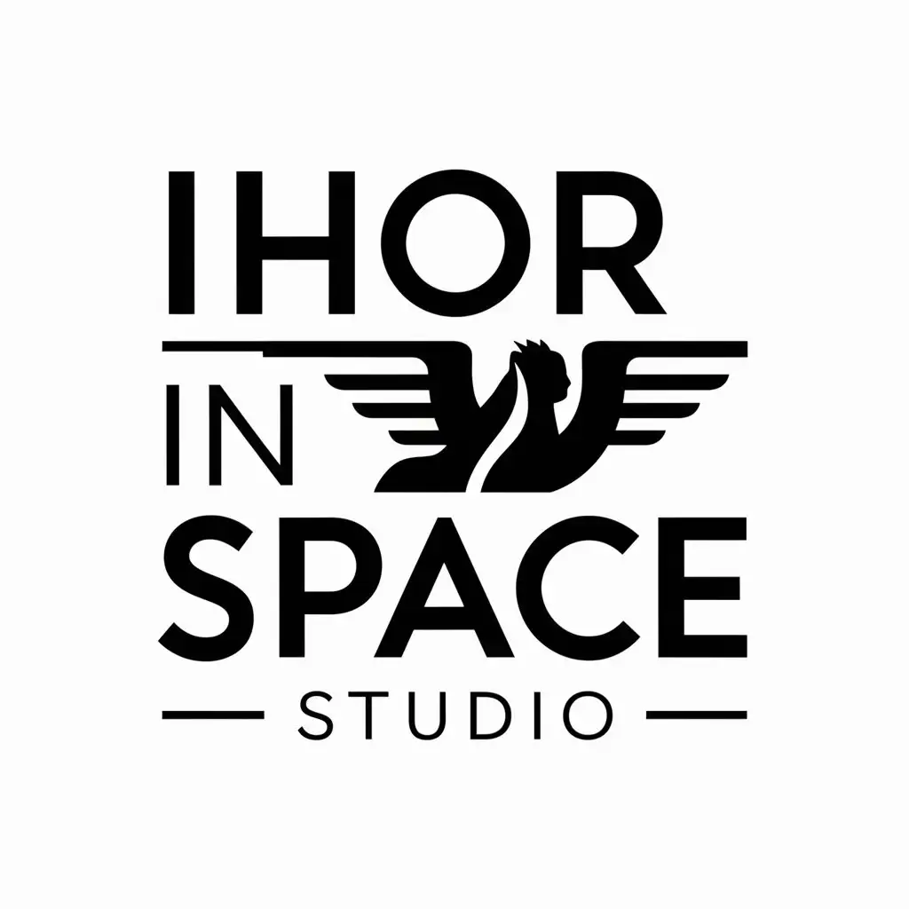 a vector logo design,with the text "Ihor in space studio", main symbol:Pegasus,Moderate,be used in Logo of an art studio that creates fonts and images for illustrations. industry,clear background