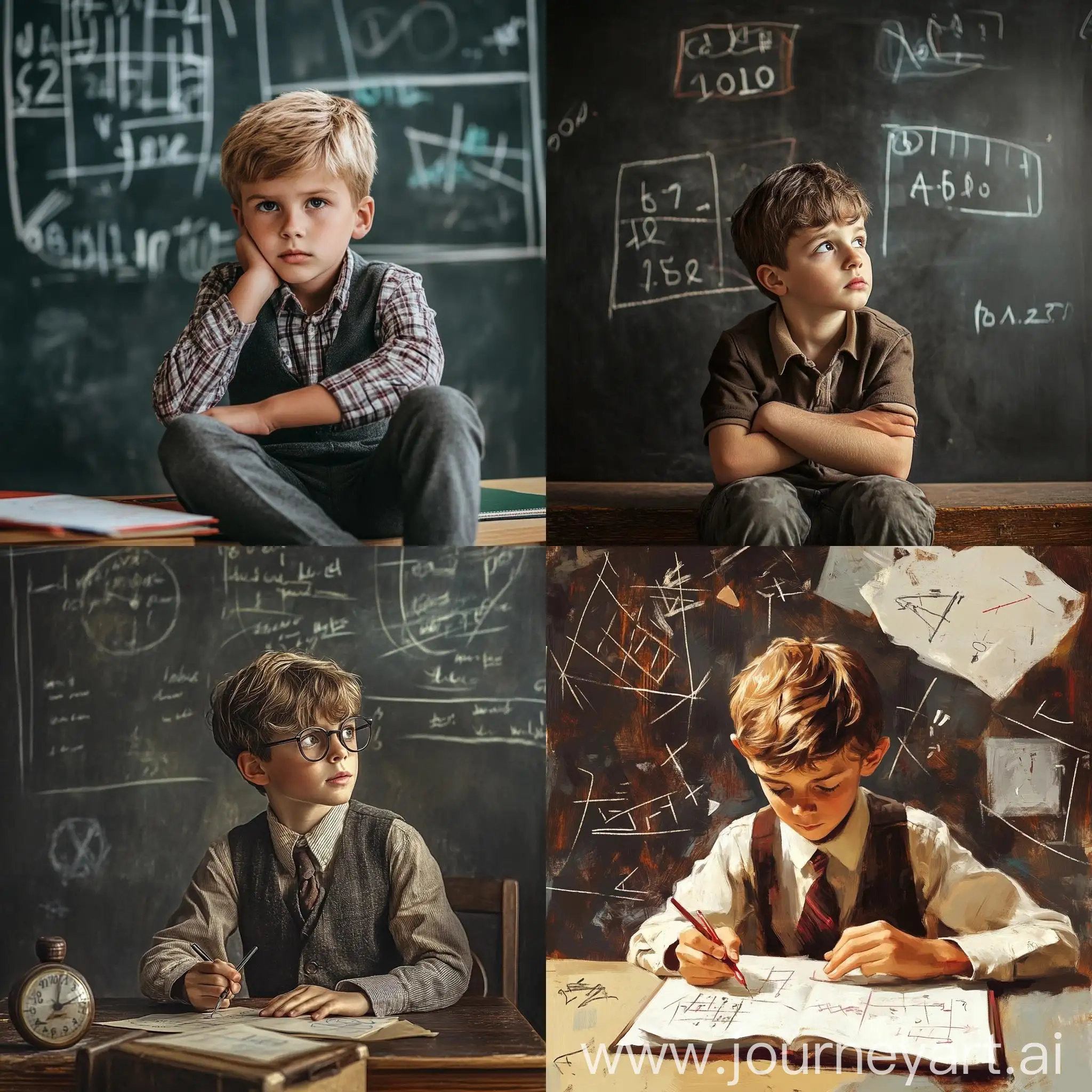 Schoolboy-Studying-Mathematics-in-Classroom