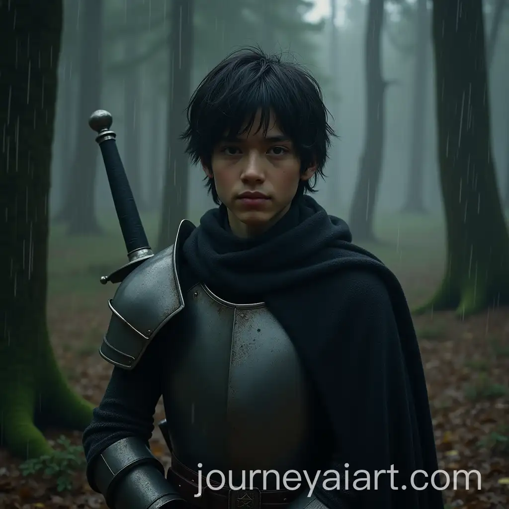 Knight-with-Sword-in-Rainy-Forest