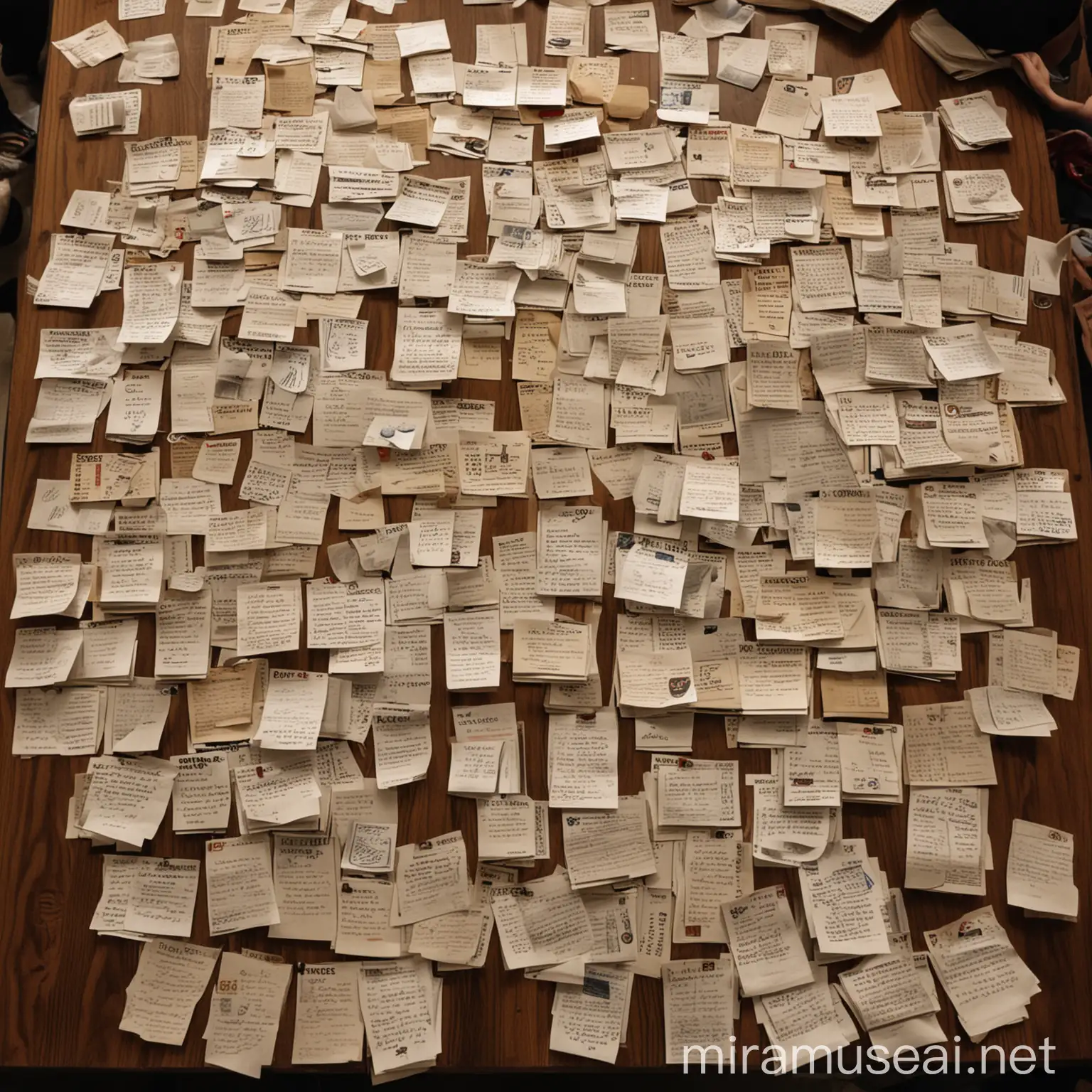 Diverse Personal Narratives Captured on a Table of Notes