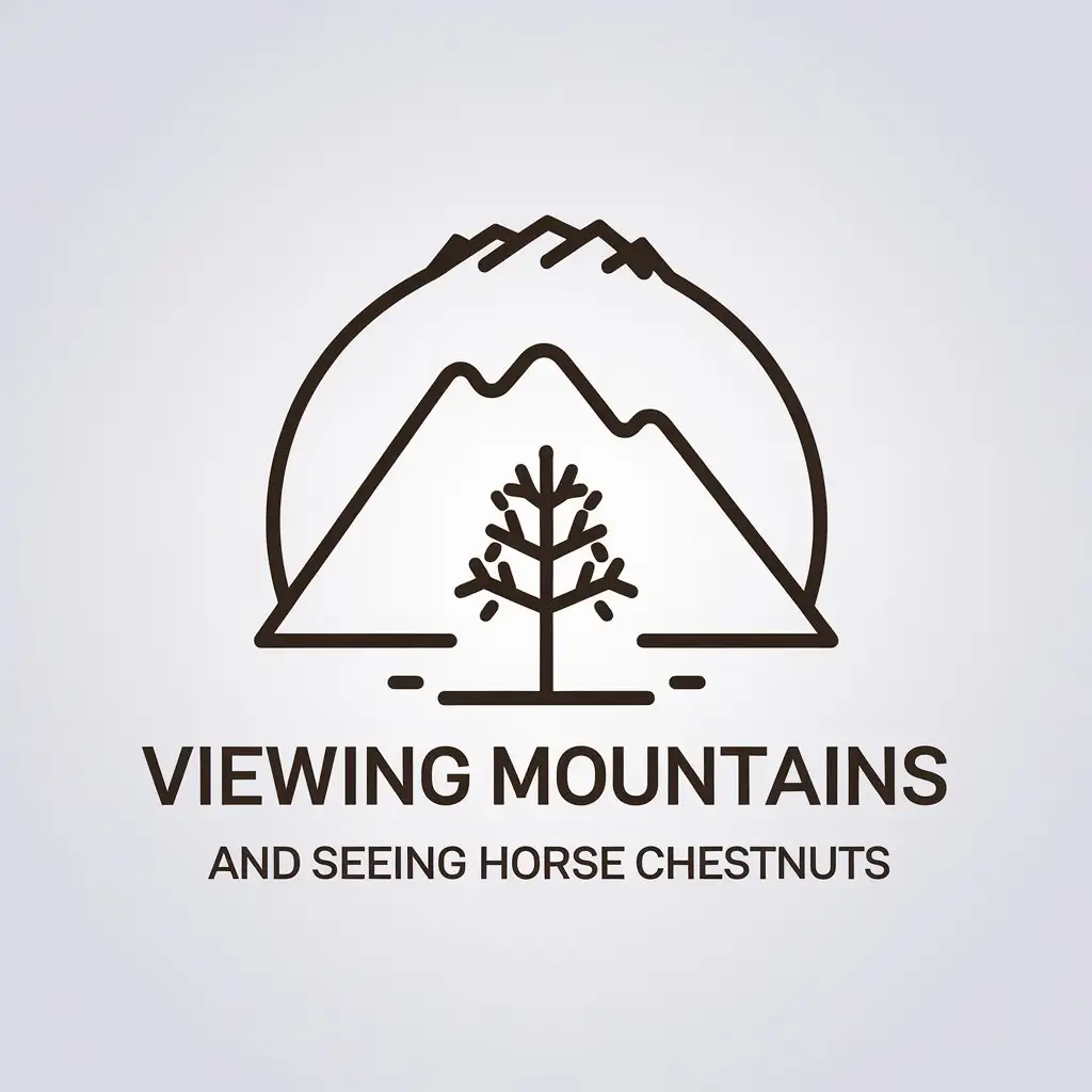 LOGO Design for Viewing Mountains and Seeing Horse Chestnuts Minimalistic Mountain Tree Symbol for Internet Industry