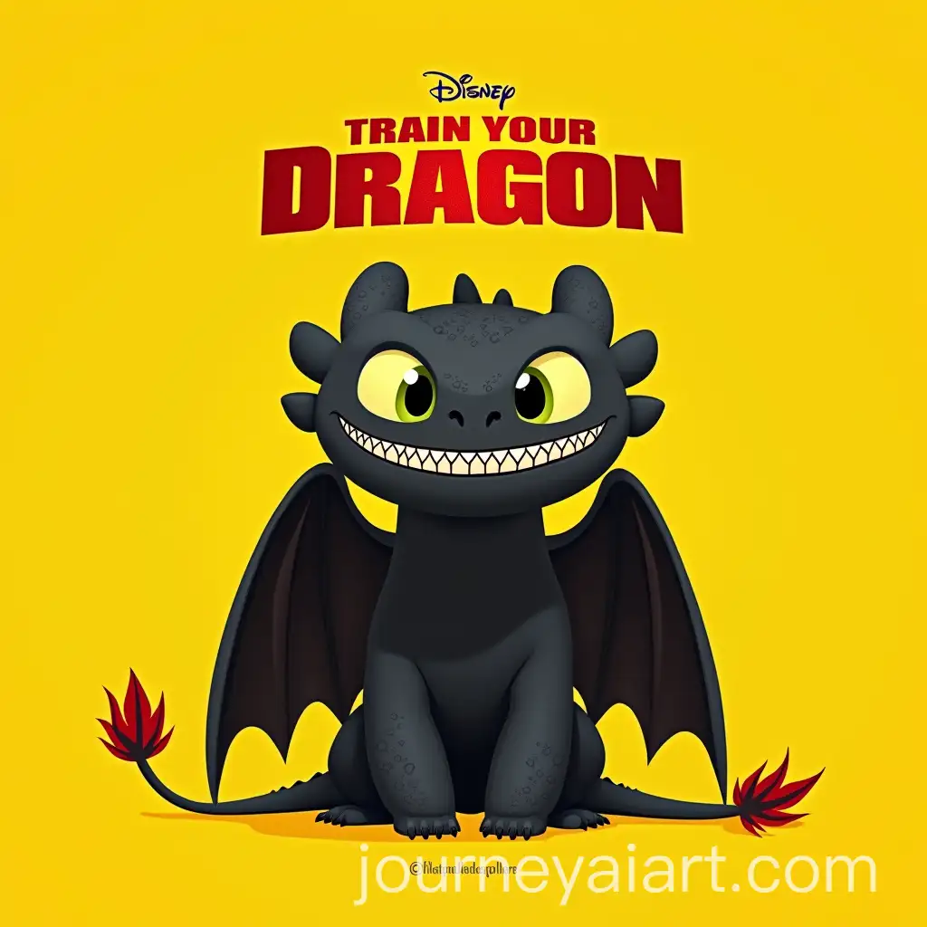 How-to-Train-Your-Dragon-Poster-Featuring-Toothless-with-Yellow-Background