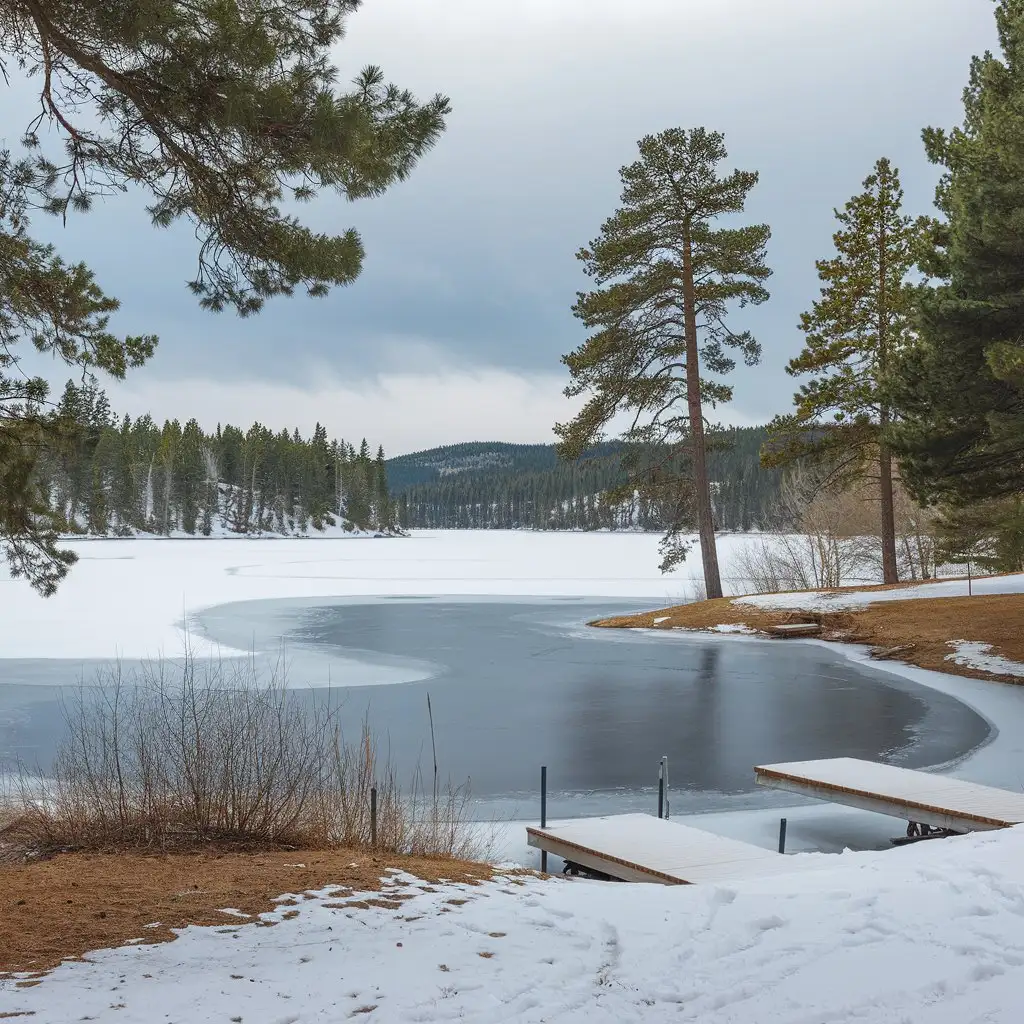 Serene Outdoor Winter Landscape with Frosted Trees