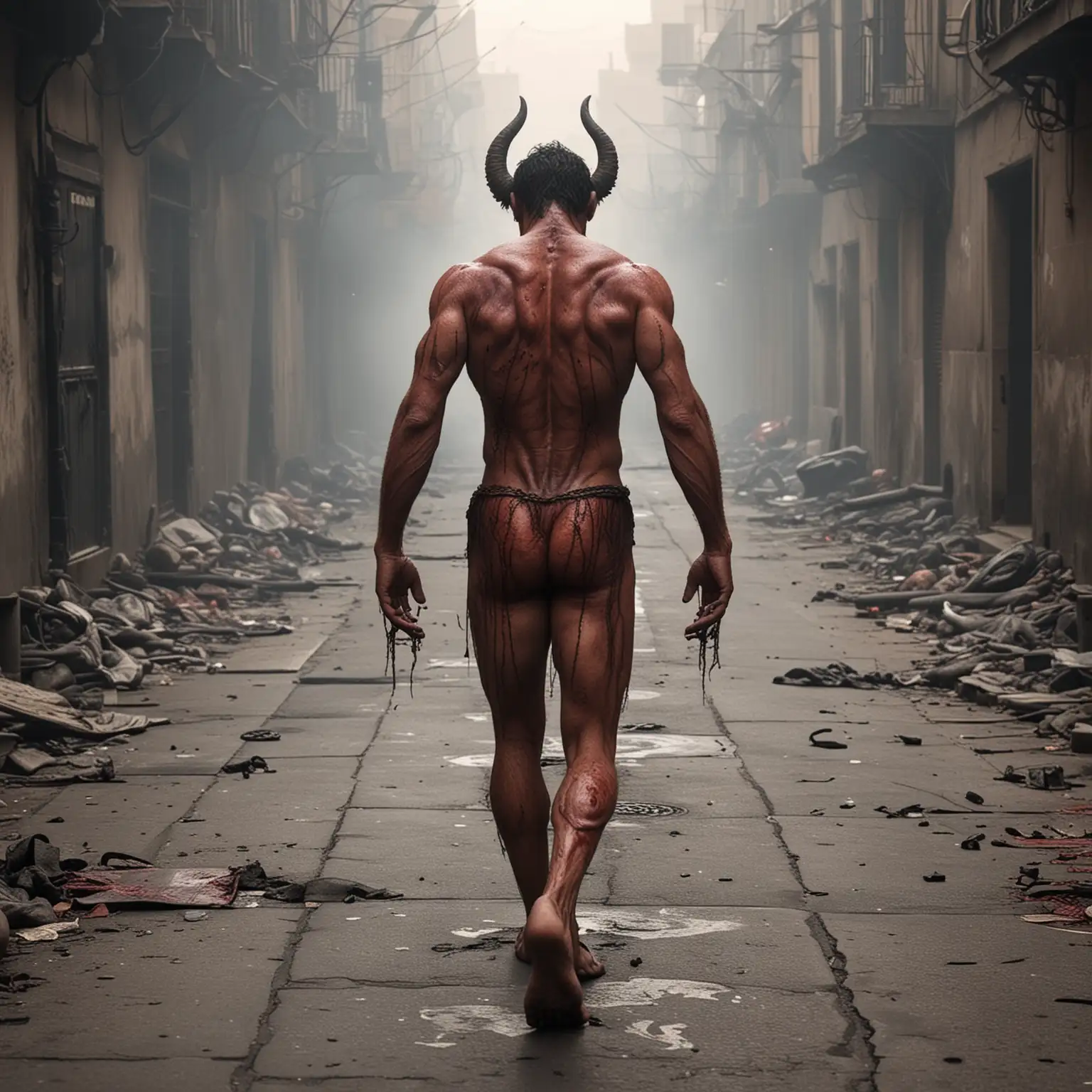 Man-Transformed-into-a-Demon-While-Walking-on-a-Dark-Street