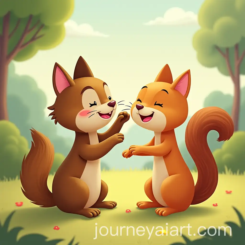 Playful-Cat-and-Squirrel-Animated-Interaction