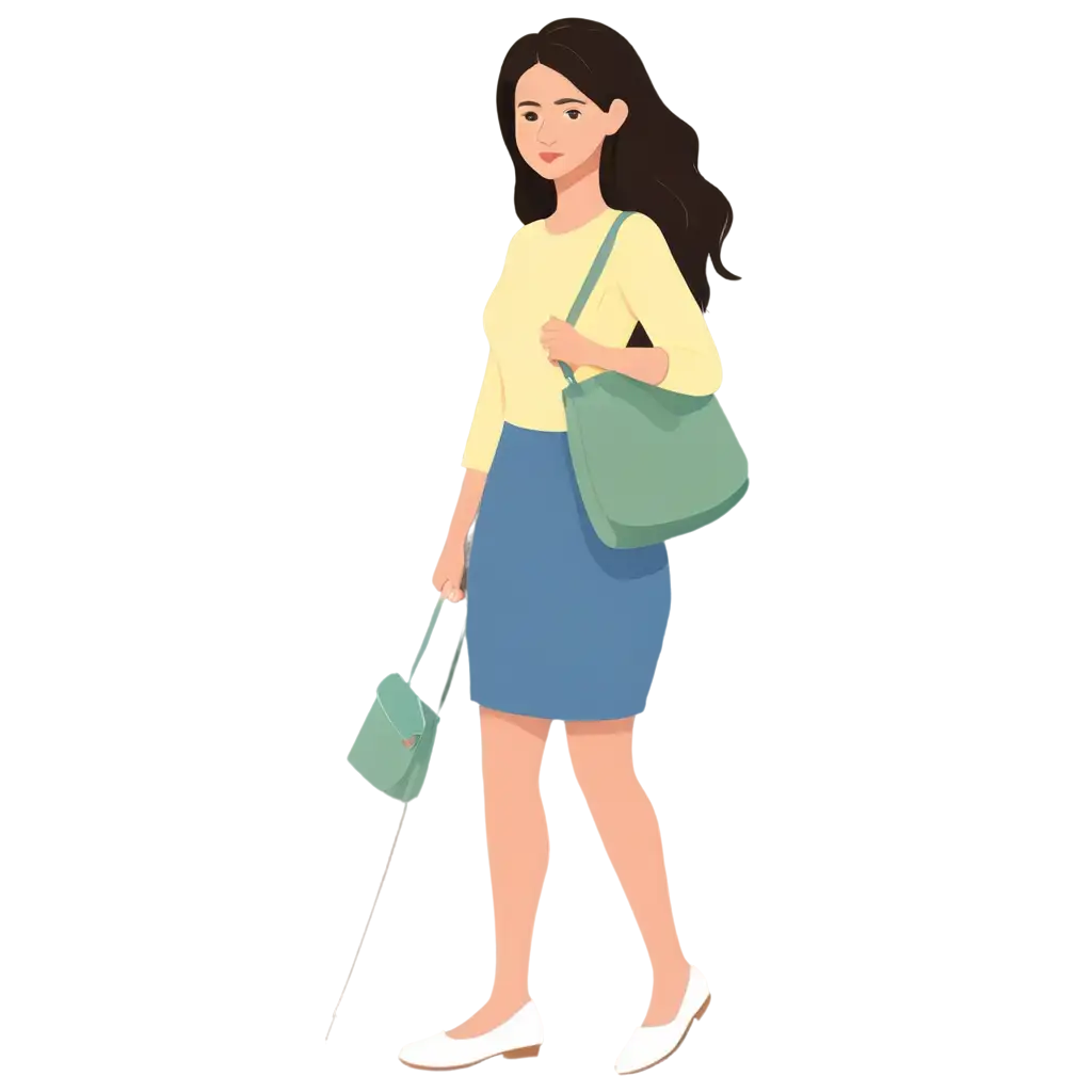 Woman-with-Shoulder-Bag-PNG-Illustration-Icon-Perfect-for-Digital-Design-and-Online-Use