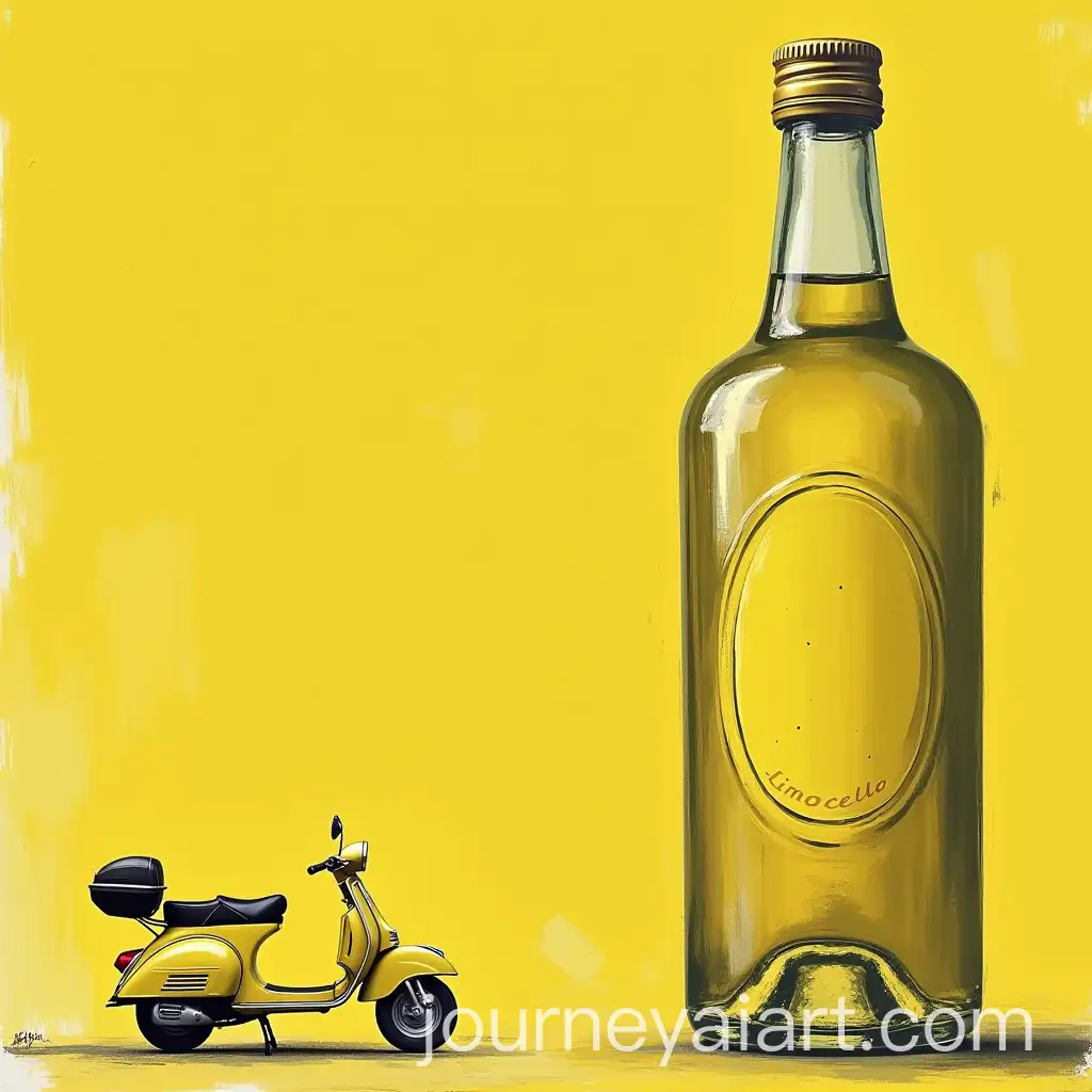 Retro-Limoncello-Bottle-withAI-Art-Prompt-Expansion-Yellow-Vespa-Poster
