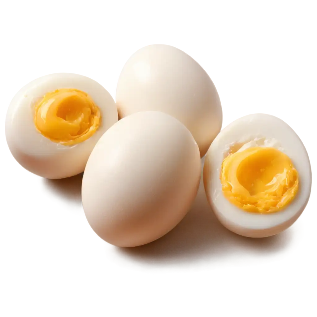 Realistic-PNG-Image-of-HardBoiled-Eggs-on-White-Surface-with-Natural-Shadows-and-Golden-Yolk-Slices