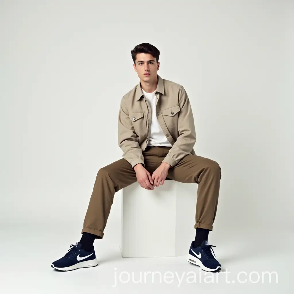 StylishAI-Art-Prompt-Expansion-Young-Man-in-Casual-Outfit-Sitting-on-Minimalist-Cube-in-Modern-Studio-Setting