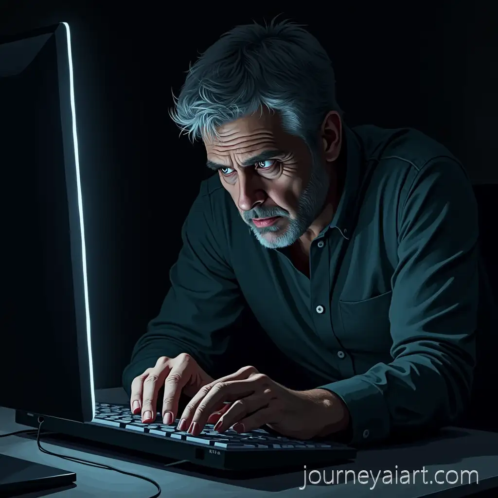 Horrified-Father-Reacting-to-Computer-Screen-in-Dark-Room-Comic-Panel