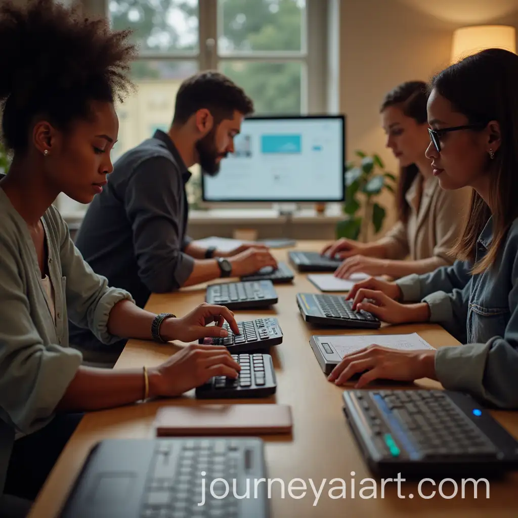 Collaborative-Teamwork-Five-People-Sharing-One-Keyboard