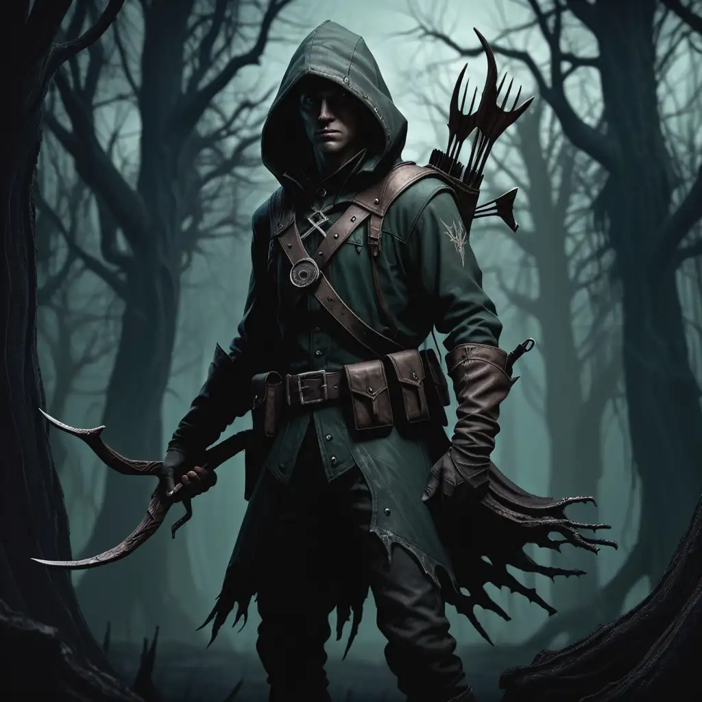 Dark-Fantasy-Ranger-with-Bow-in-Haunted-Forest