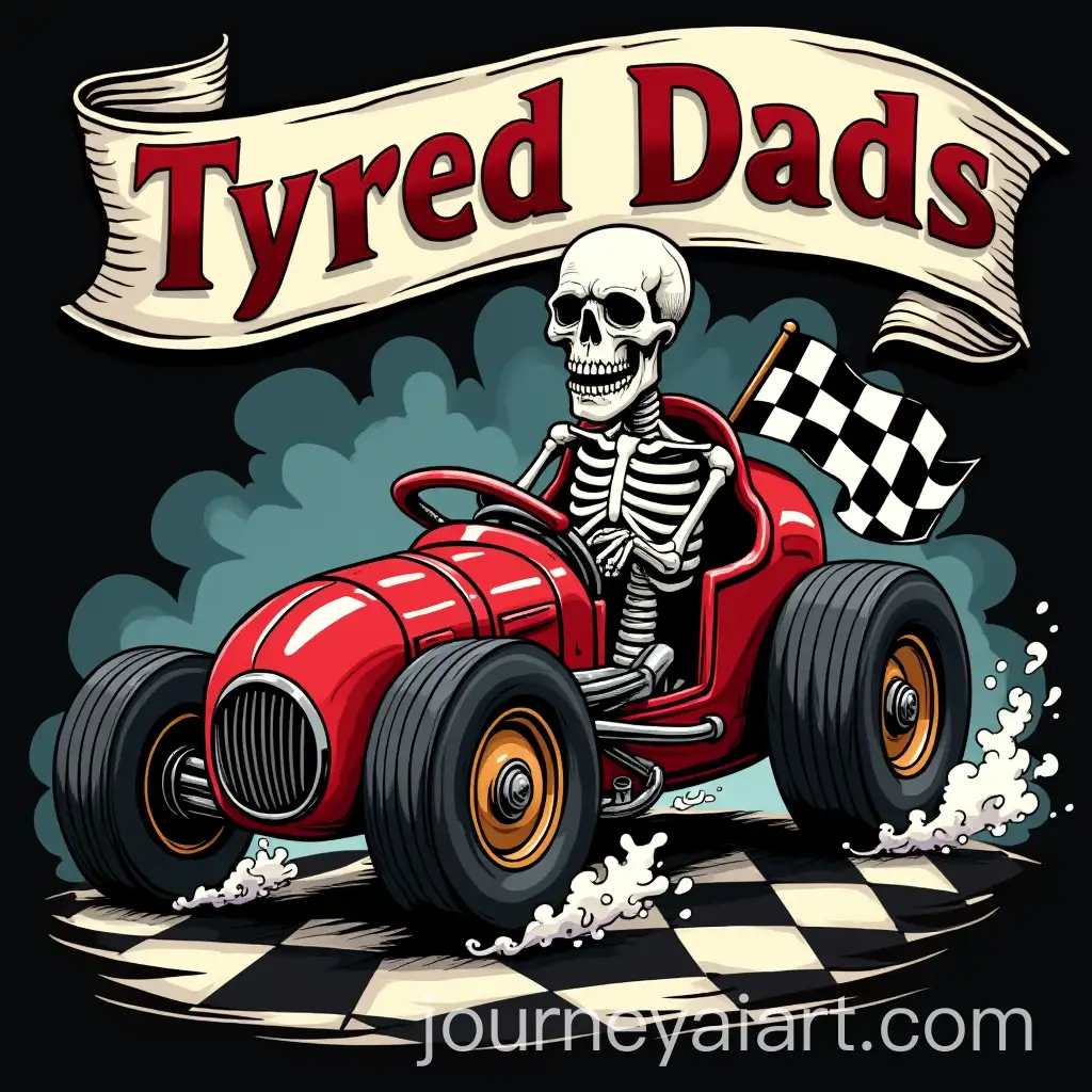 Skeleton-Racing-in-a-Dreamy-Sleep-State-with-a-Tyred-Dads-Club-Banner