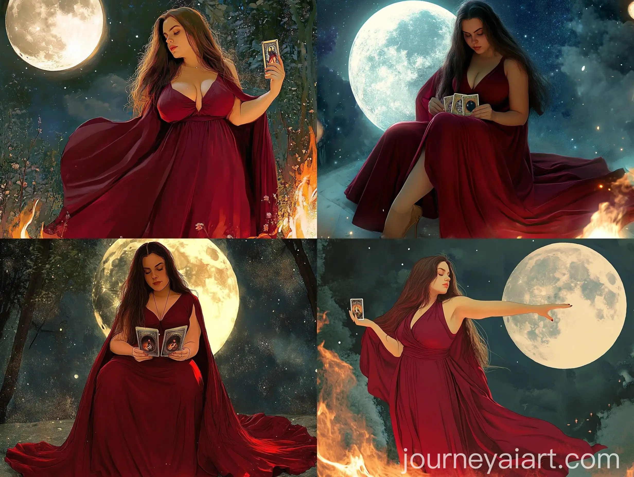 Curvy-Disney-Princess-of-Fire-with-Magic-Tarot-Under-Moon