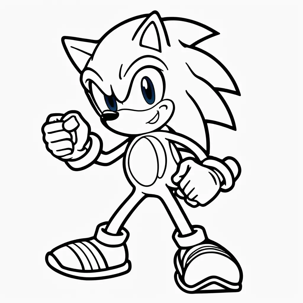 Clean Line Art of Sonic the Hedgehog Coloring Page