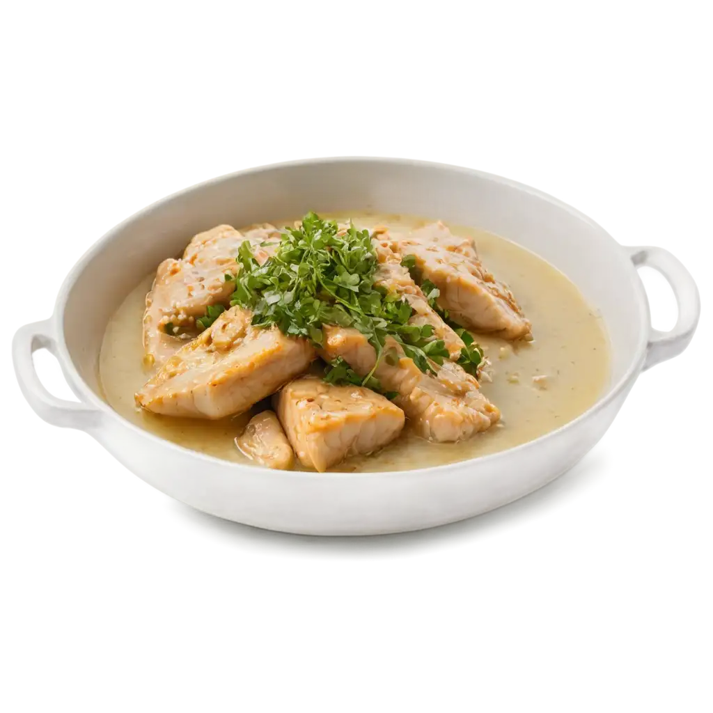 Delicious-White-Bowl-of-Cooked-Hot-Fish-with-Lemon-Butter-Sauce-PNG-Image-for-Culinary-Visuals