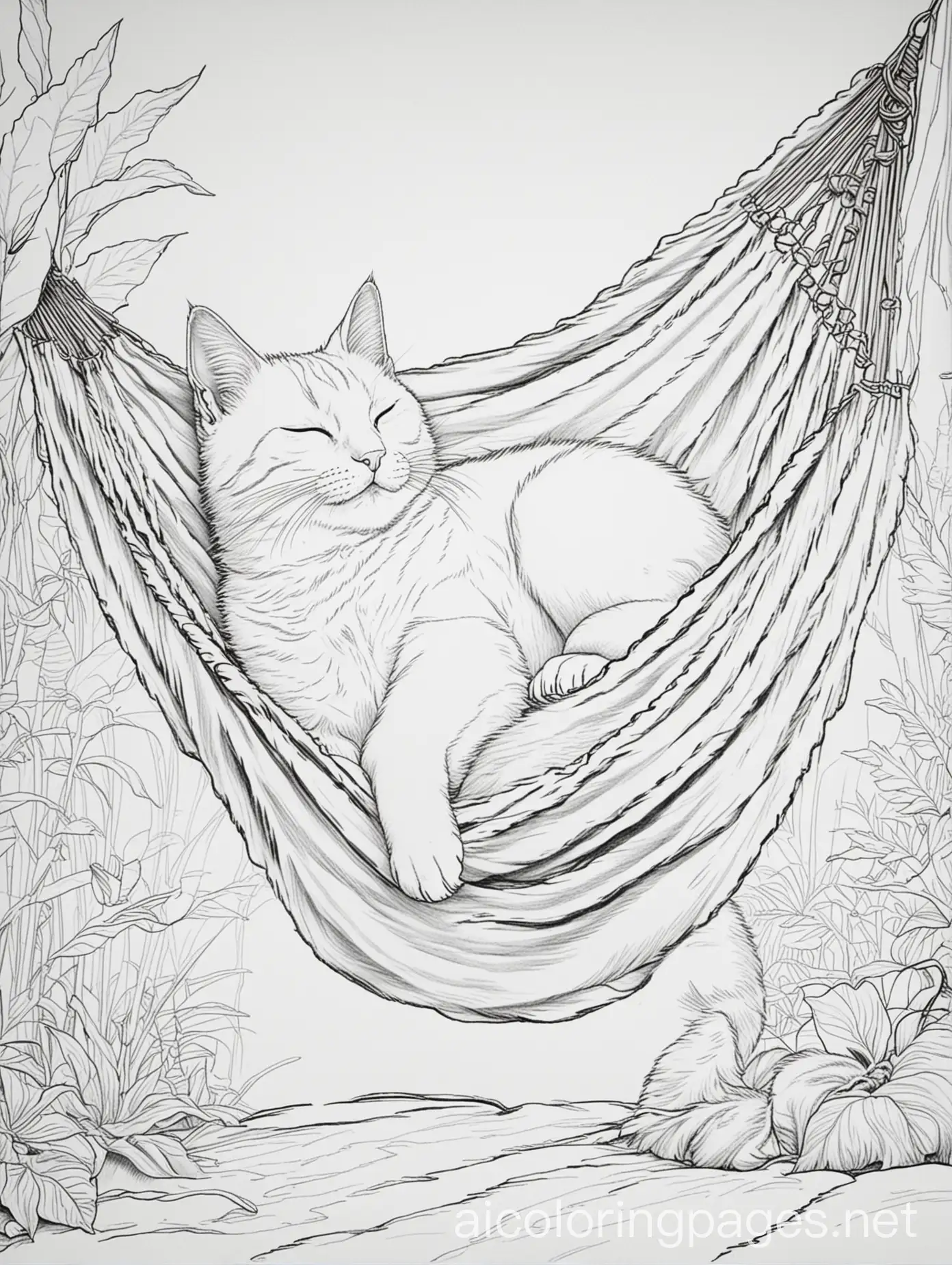 Sleeping-Cat-Relaxing-in-a-Sunlit-Hammock