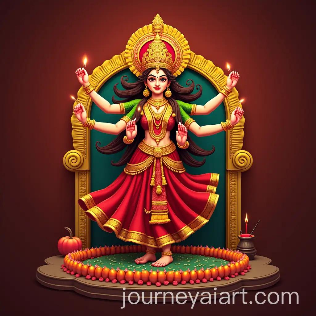 Traditional-Durga-Puja-Celebration-with-Elegant-Decorations-and-Festive-Atmosphere