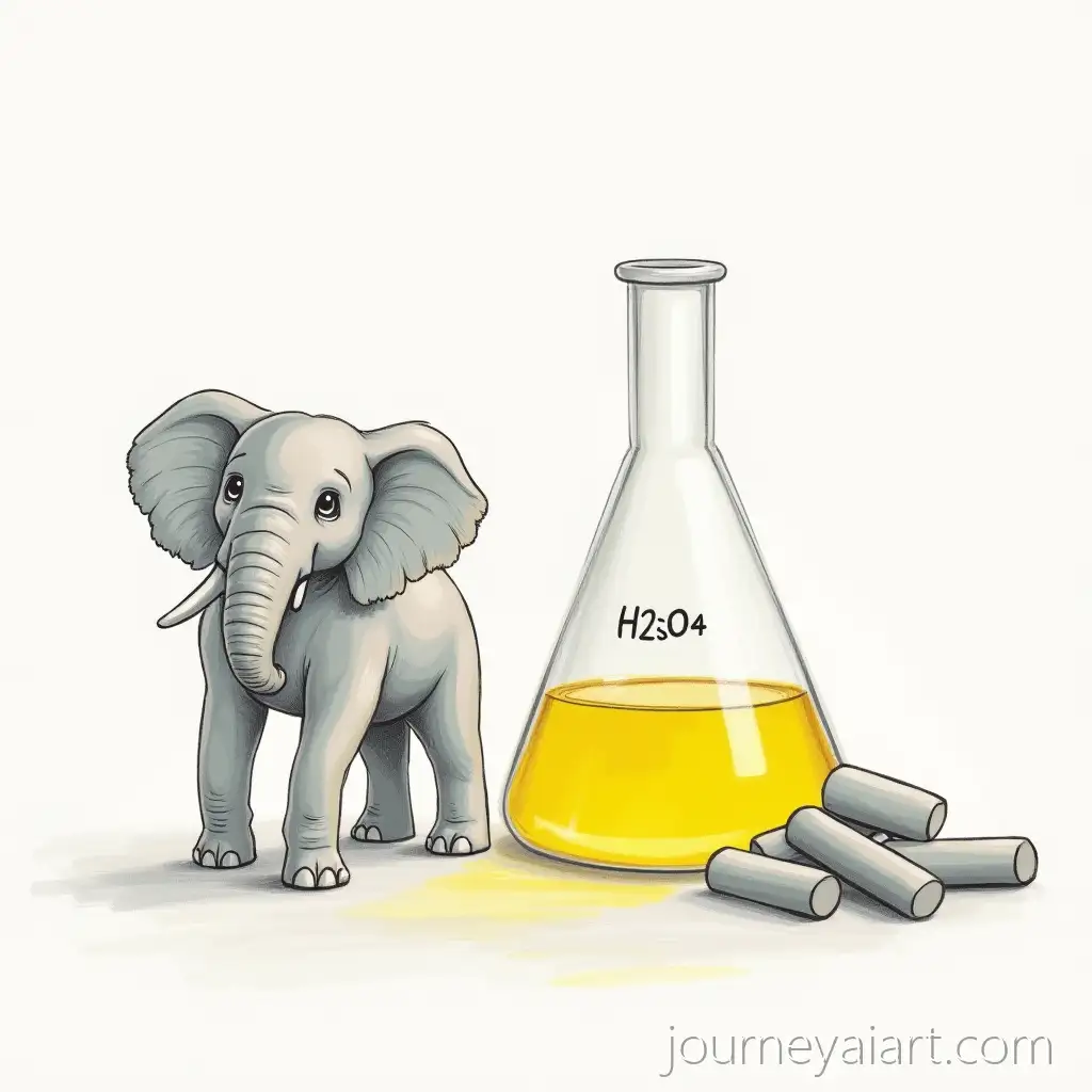 Drawing-of-Elephant-Chess-Piece-with-Flask-of-Sulfuric-Acid-and-Pile-of-Chalk