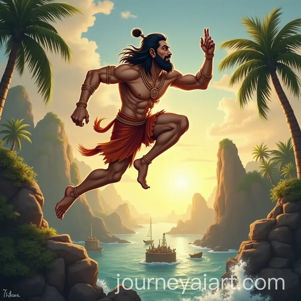 Hanuman-Preparing-to-Leap-Towards-Lanka-in-Ramayana-Scene