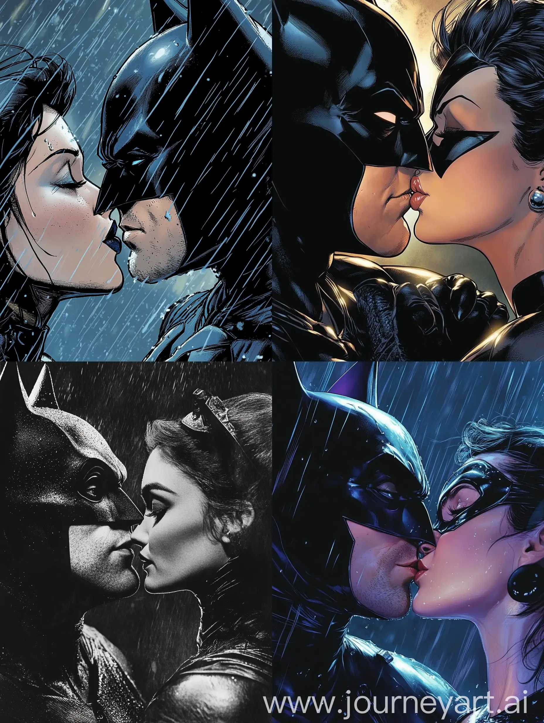 Catwoman-Kiss-on-Batmans-Face