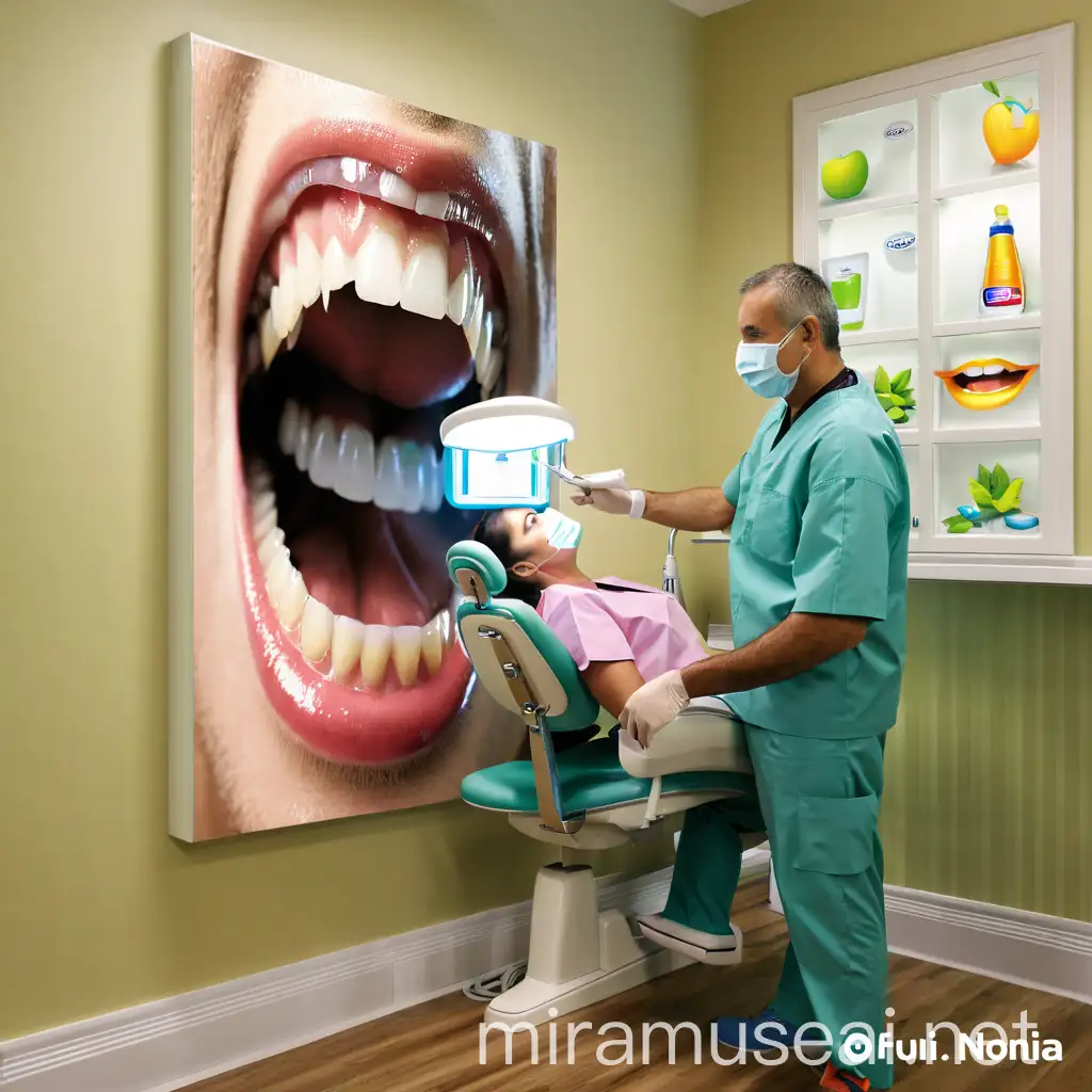 Dentist Examining Patients Teeth in Modern Clinic