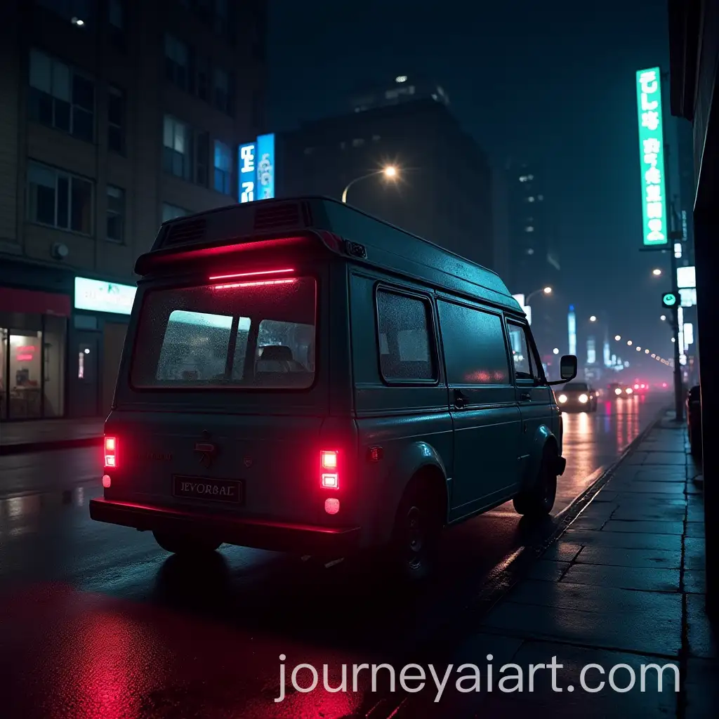Cyberpunk-Cityscape-with-Citroen-Evasion-Van-at-Night