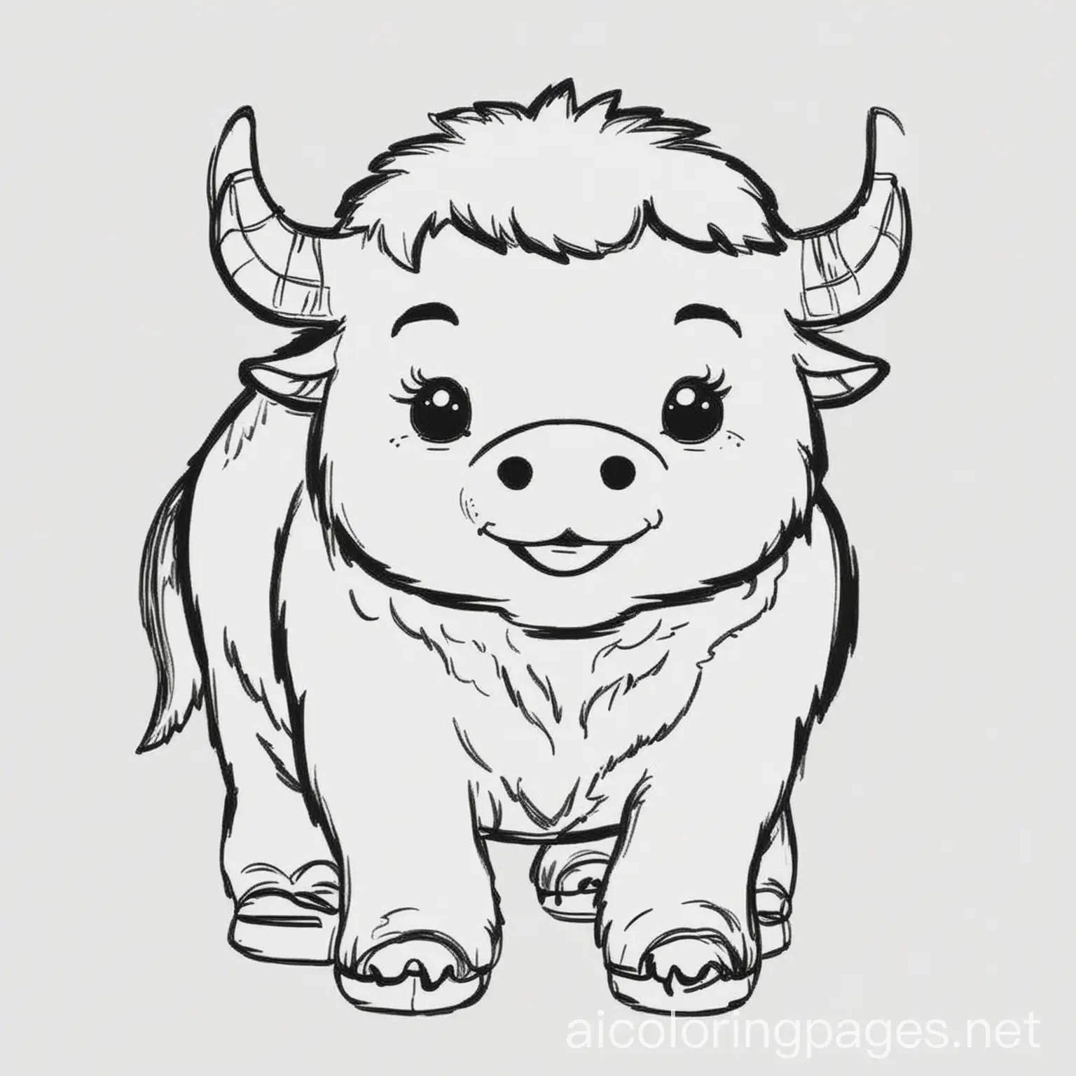 cute happy smiling Buffalo baby black and white for colouring for children, Coloring Page, black and white, line art, white background, Simplicity, Ample White Space. The background of the coloring page is plain white to make it easy for young children to color within the lines. The outlines of all the subjects are easy to distinguish, making it simple for kids to color without too much difficulty, Coloring Page, black and white, line art, white background, Simplicity, Ample White Space. The background of the coloring page is plain white to make it easy for young children to color within the lines. The outlines of all the subjects are easy to distinguish, making it simple for kids to color without too much difficulty, Coloring Page, black and white, line art, white background, Simplicity, Ample White Space. The background of the coloring page is plain white to make it easy for young children to color within the lines. The outlines of all the subjects are easy to distinguish, making it simple for kids to color without too much difficulty