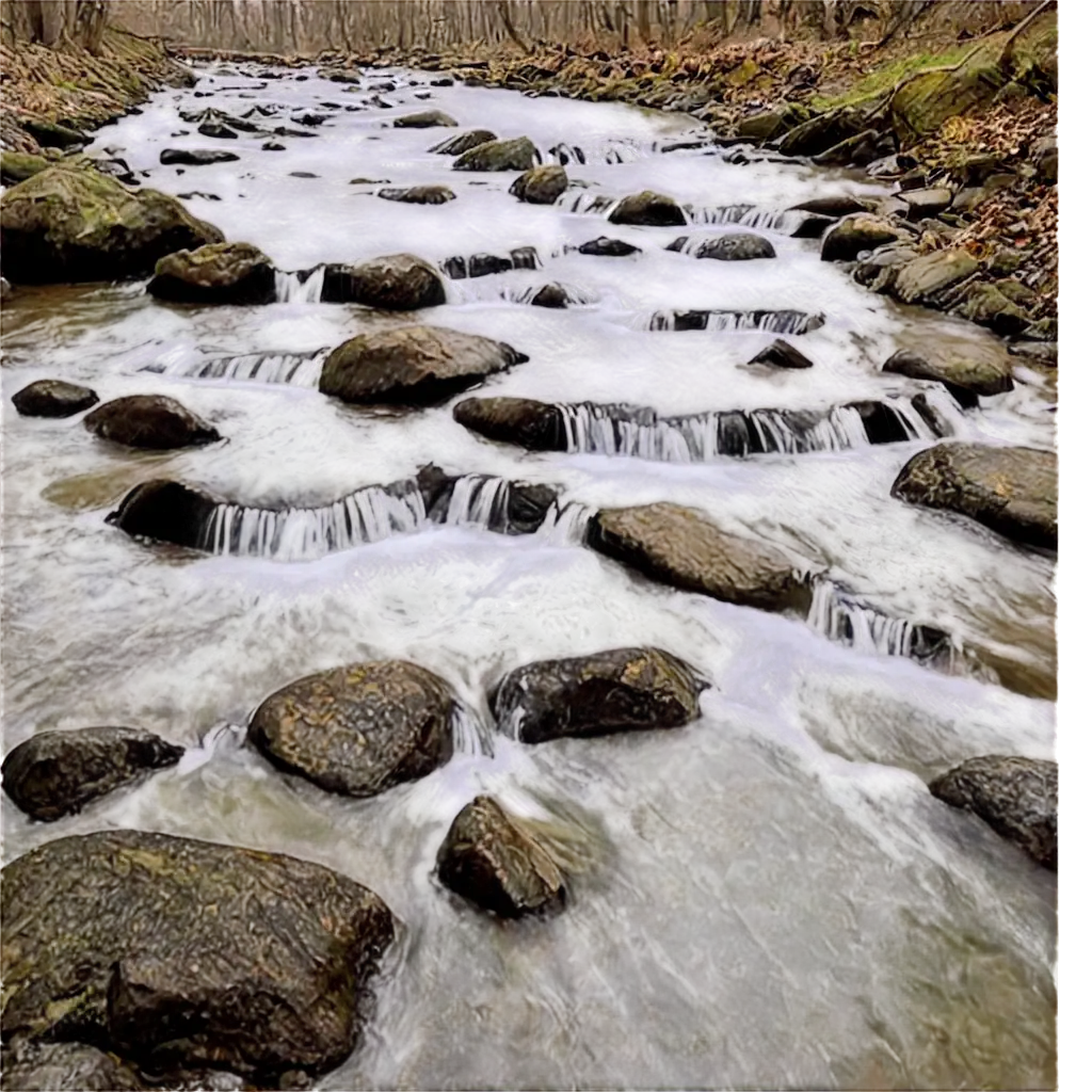 WATER IS FLOWING IN STREAMS