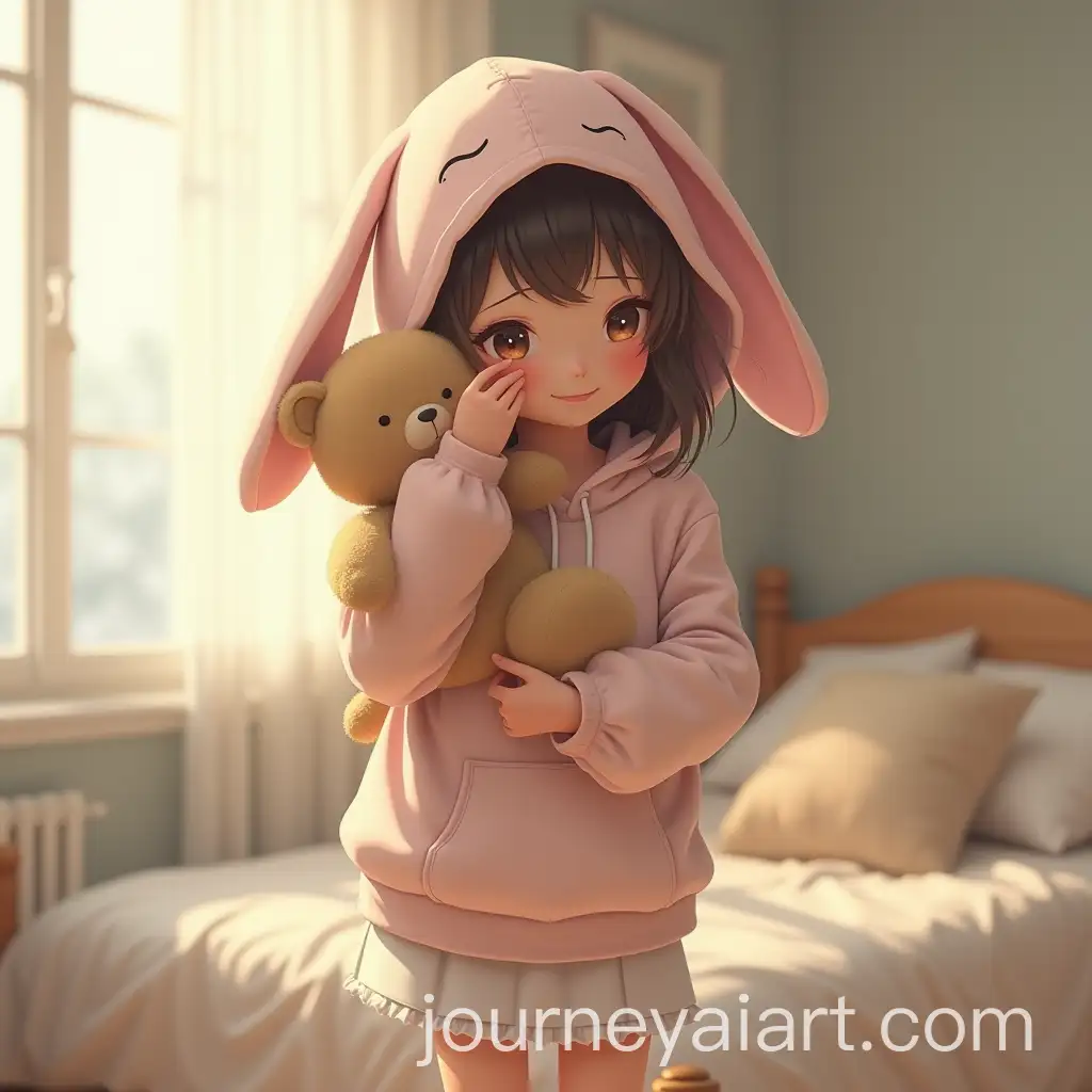 Cute-Girl-in-Pastel-HoodieAI-Image-Prompt-Expansion-Holding-Teddy-Bear-in-Cozy-Bedroom