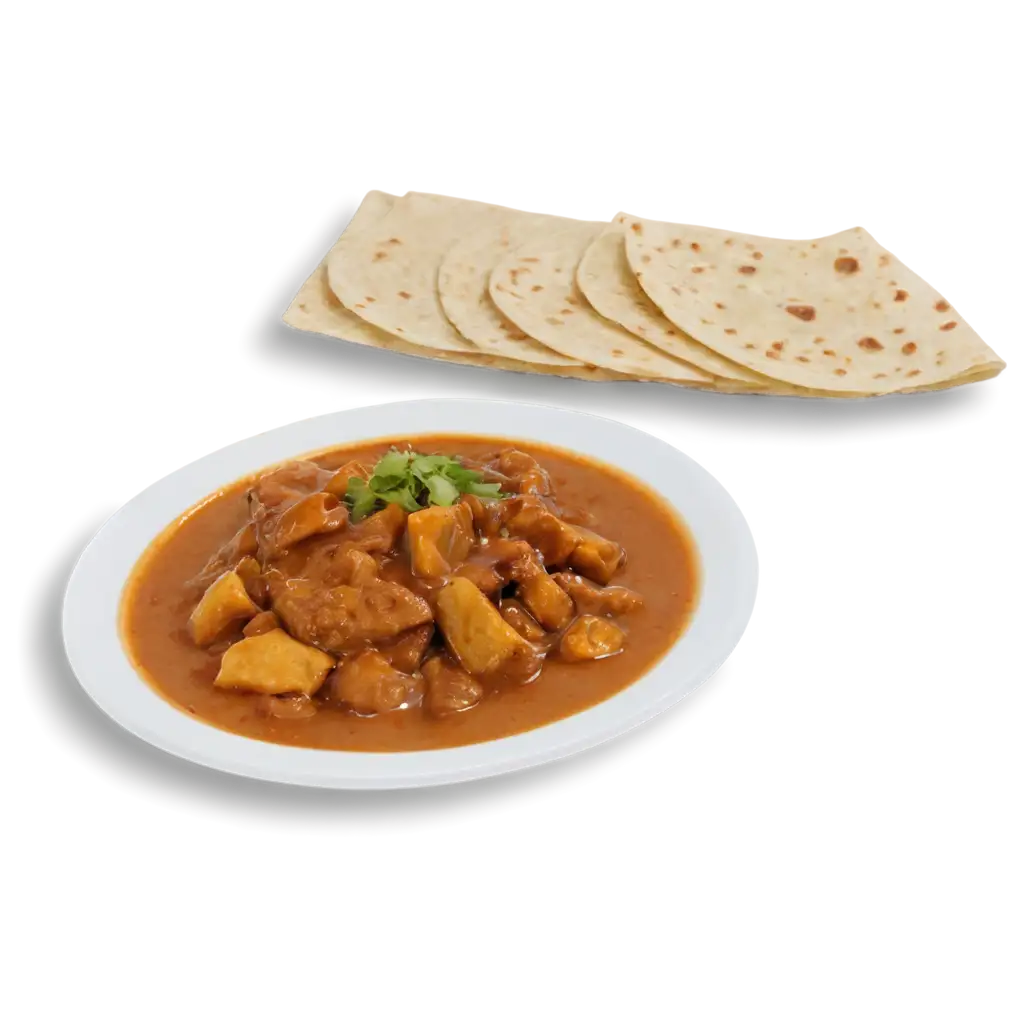 Delicious-Saoji-Khur-Handi-PNG-Image-Spicy-Gravy-with-Roti-and-Salad