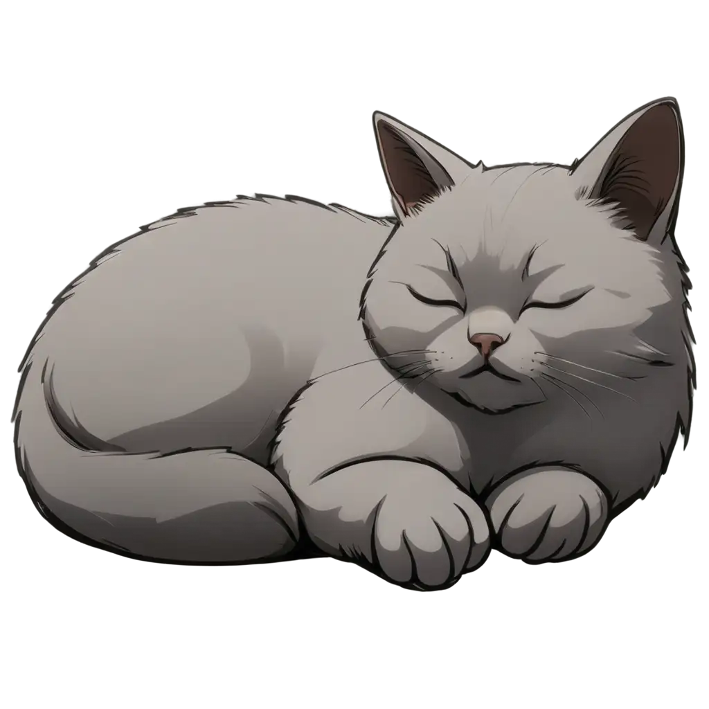Cute-Gray-Anime-Style-Cat-Sleeping-PNG-High-Quality-and-Clarity-for-Your-Creative-Projects