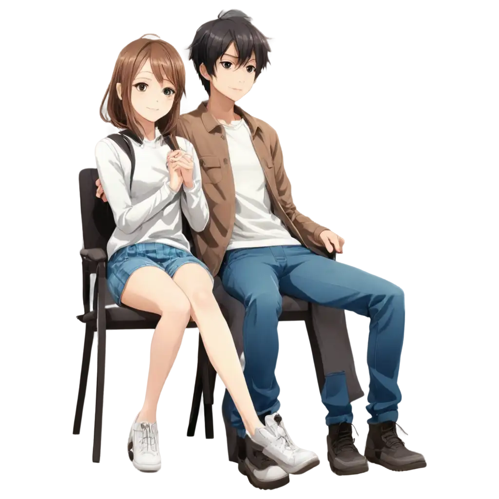 Anime-Couple-PNG-Image-of-Boy-and-Girlfriend-Showing-Love-While-Sitting-on-Chair-HighQuality-Digital-Art