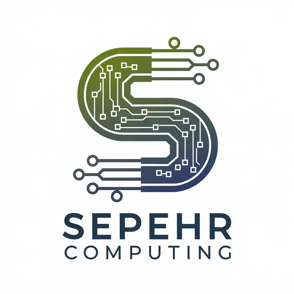 LOGO Design for Sepehr Computing Modern Minimalist with Earthy Green Deep Blue for Sustainable Tech Solutions