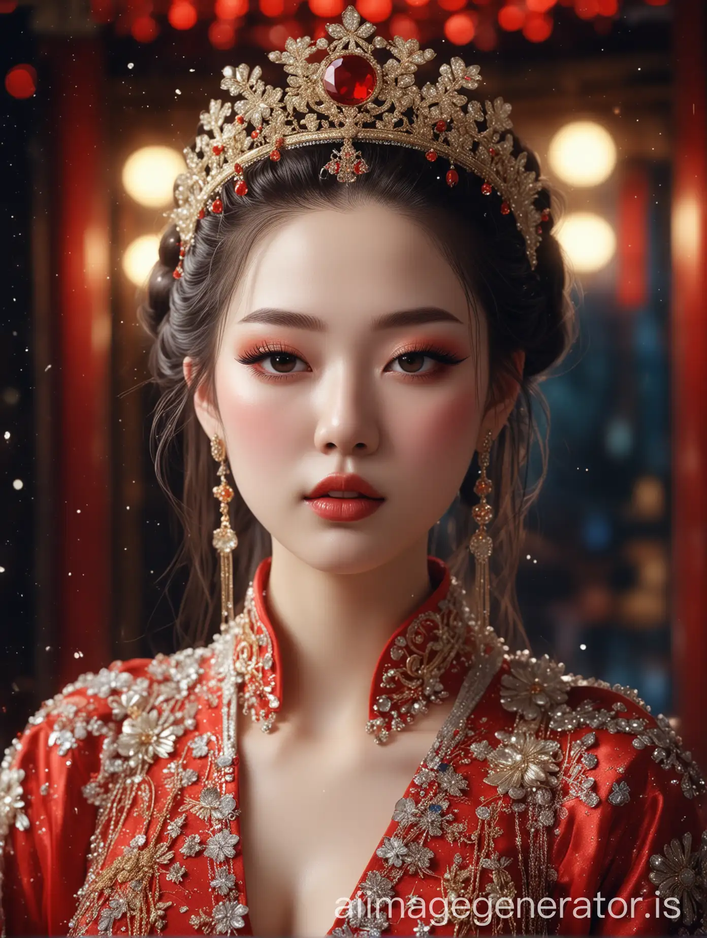 Chinese-Emperor-Style-Portrait-of-a-Glamorous-Girl-with-Jewels-and-Ethereal-Makeup