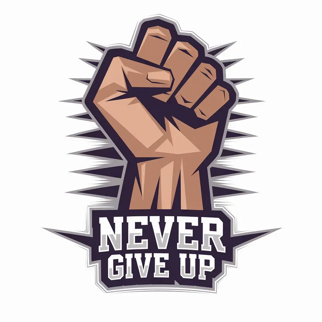 LOGO Design for Never Give Up Vector Fist Symbol with Motivational Text and  Clear Background | AI Logo Maker