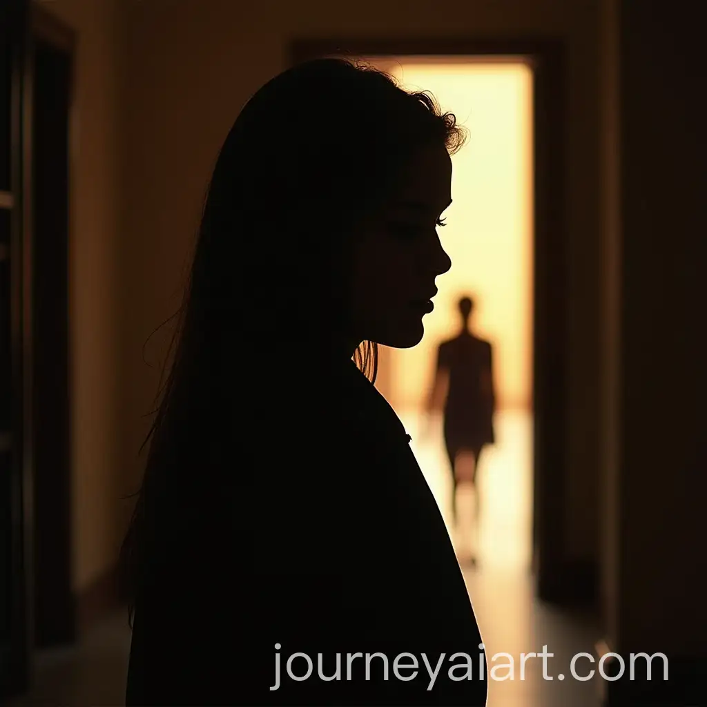 Silhouette-of-Woman-Walking-Towards-Light-in-Photorealistic-Style