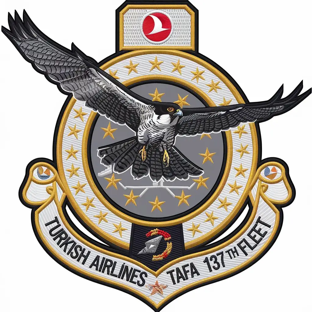 LOGO Design for Turkish Airlines TAFA 137th Fleet Peregrine Falcon with Military Circle Stars and Aviation Theme