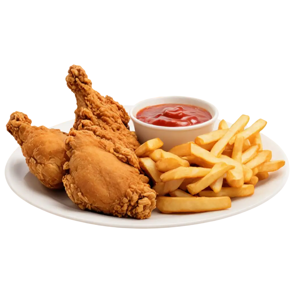 an image of a dish contains fried chicken food with fries for menu with horizontal view