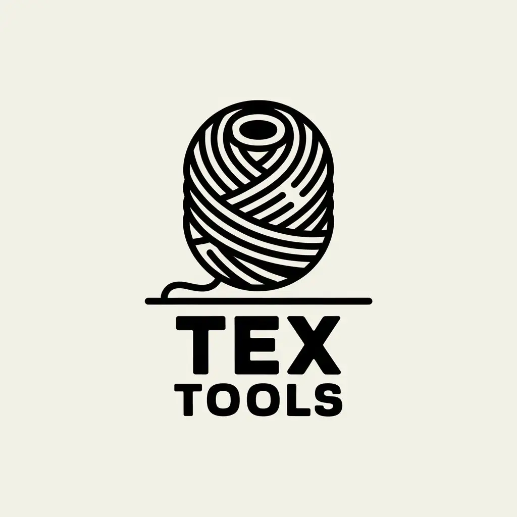 a vector logo design,with the text "Tex Tools", main symbol:spool of yarn,Moderate,clear background