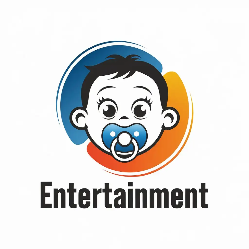 a vector logo design,with the text "-", main symbol:cartoon child with pacifier in mouth, white background,Moderate,be used in Entertainment industry,clear background