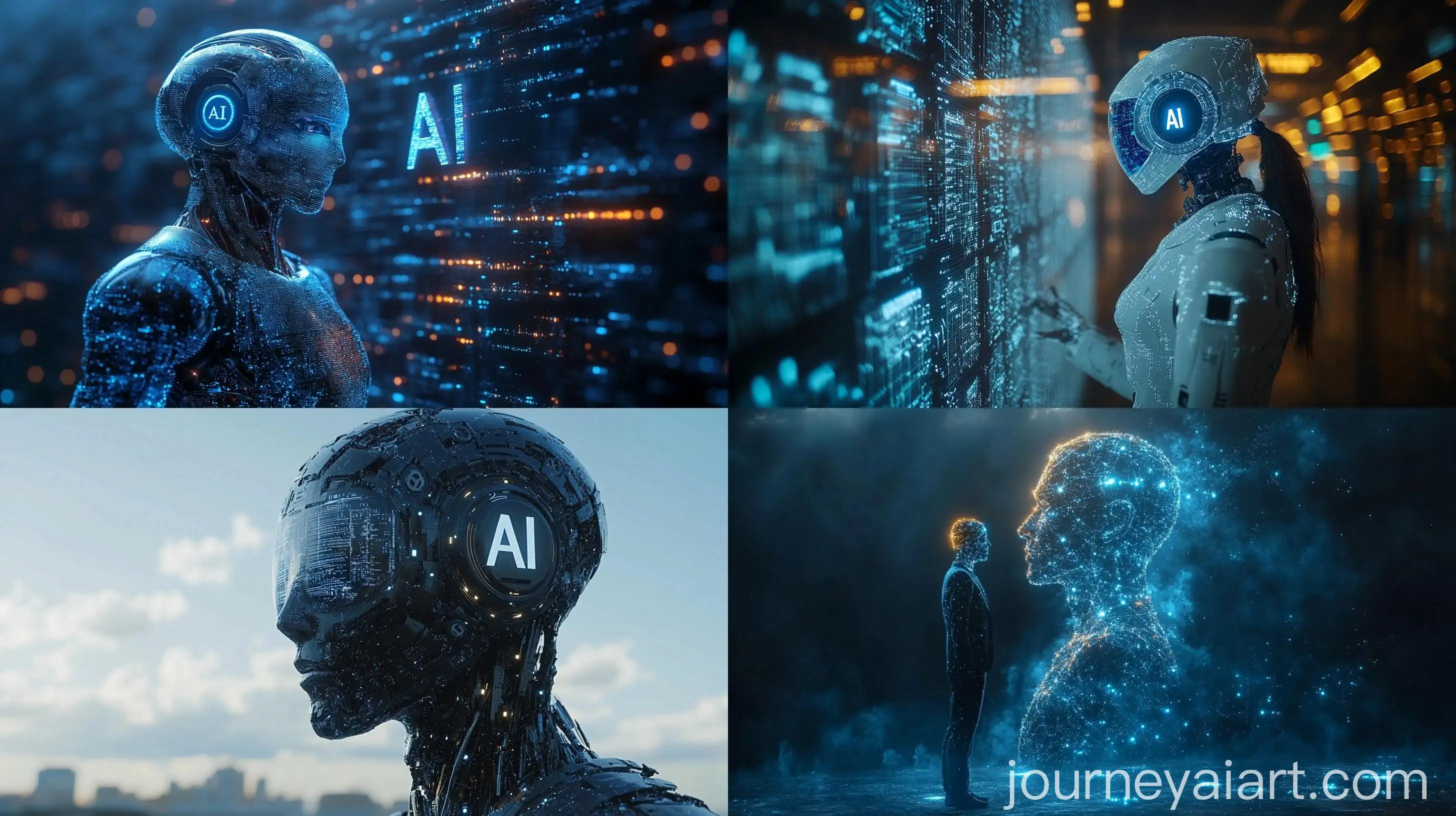 AI-Cyborg-Engaged-Robot-Examining-Virtual-HUD-Interface-in-Modern-Tech-Frame