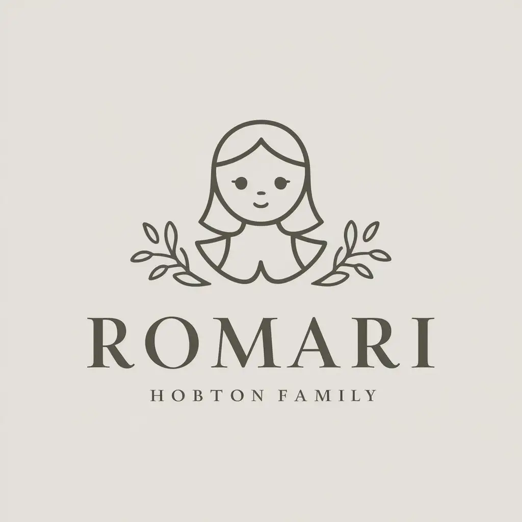 a vector logo design,with the text "Romari", main symbol:Doll,Moderate,be used in Home Family industry,clear background