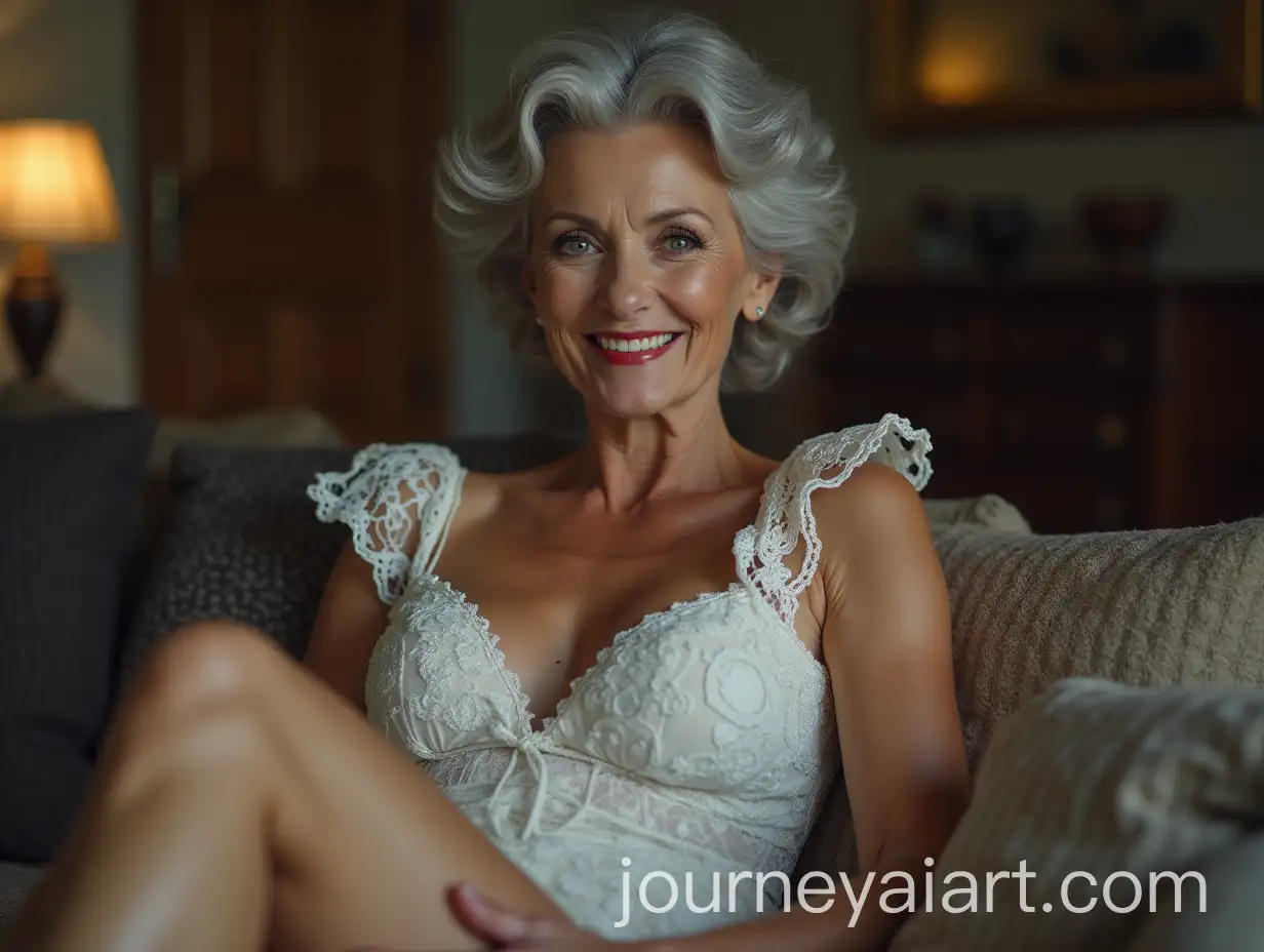 Elegant-Senior-Woman-with-Gray-Hair-and-Lace-Dress-Embracing-a-Young-Man-on-a-Couch
