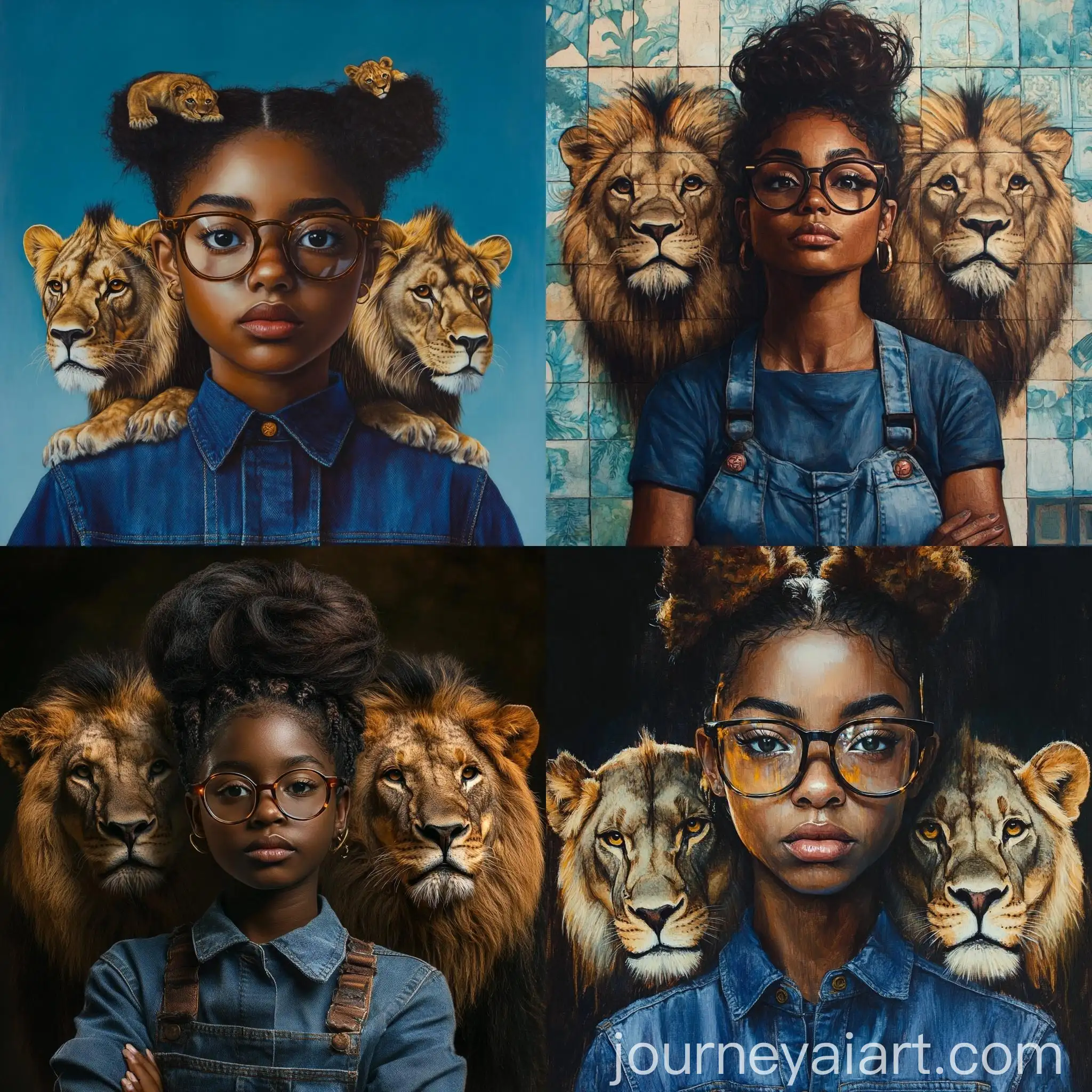 Young-Girl-in-Blue-Dungarees-with-Lions