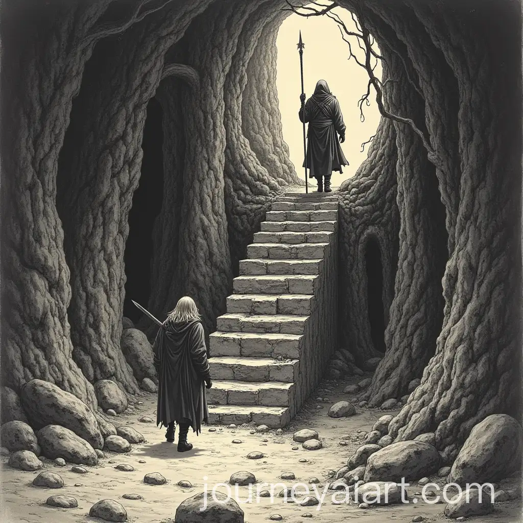 1970s-Dark-Fantasy-Dungeons-and-Dragons-Book-Cover-Art-in-Paper-Style